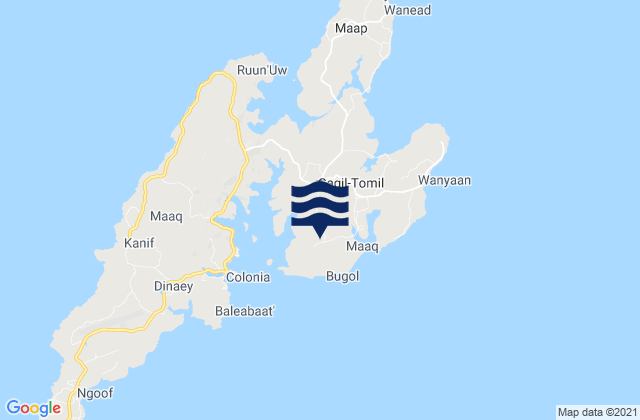 Karte der Gezeiten Tomil Municipality, Micronesia