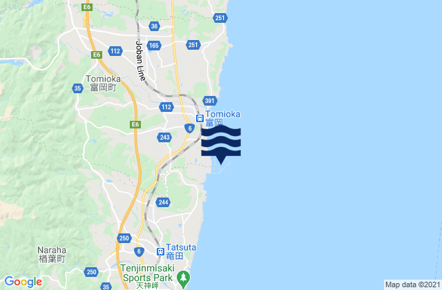 Karte der Gezeiten Tomioka (Hukusima), Japan