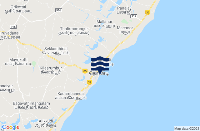 Karte der Gezeiten Tondi, India