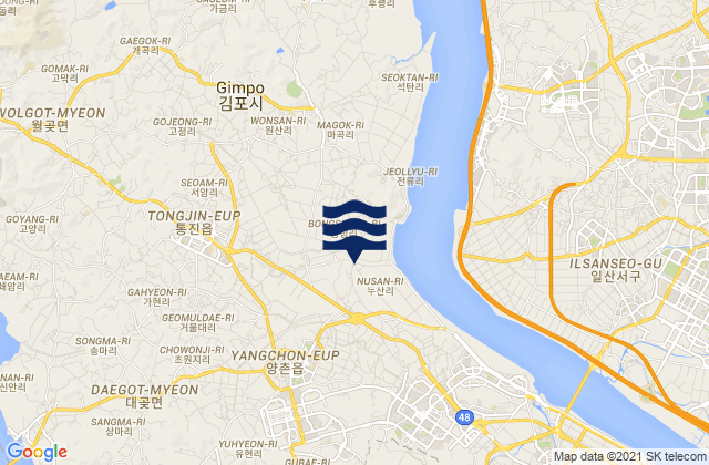 Karte der Gezeiten Tongjin, South Korea