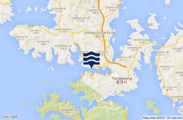 Karte der Gezeiten Tongyeong-si, South Korea