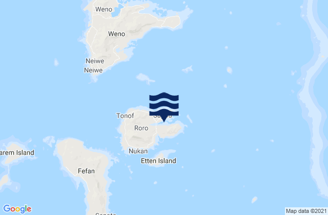 Karte der Gezeiten Tonoas Municipality, Micronesia