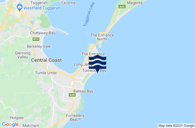 Karte der Gezeiten Toowoon Bay, Australia