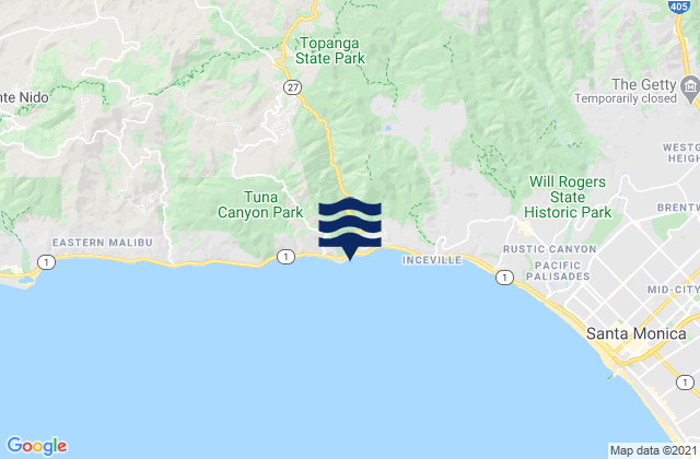 Karte der Gezeiten Topanga Beach, United States