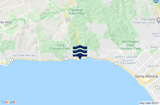 Karte der Gezeiten Topanga State Beach, United States