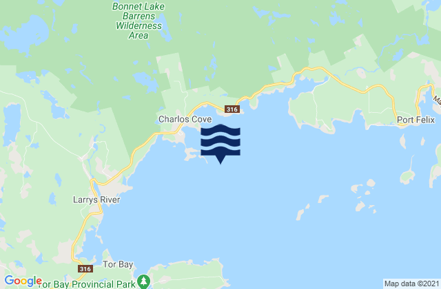 Karte der Gezeiten Tor Bay, Canada
