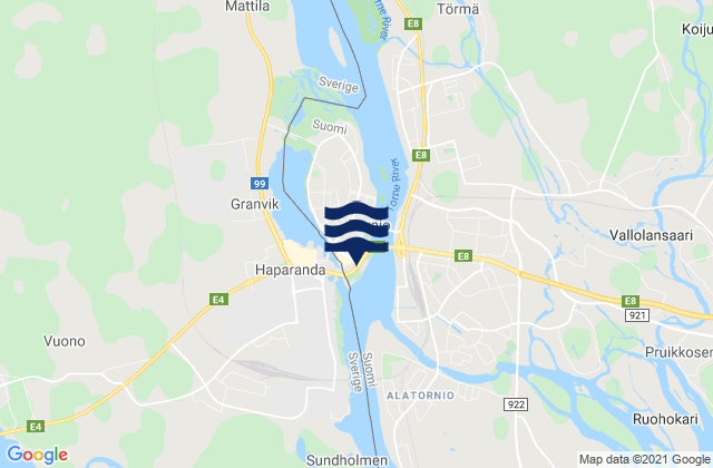 Karte der Gezeiten Tornio, Finland