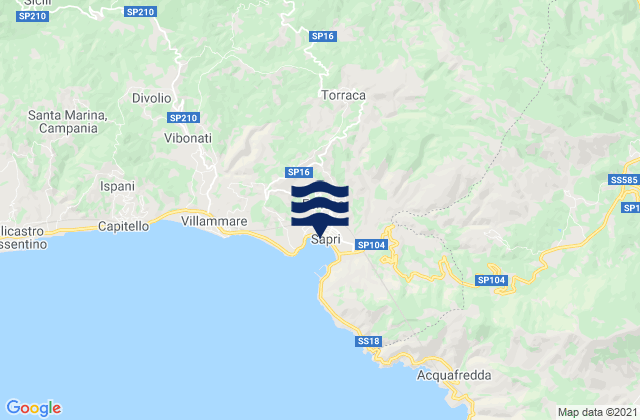 Karte der Gezeiten Torraca, Italy