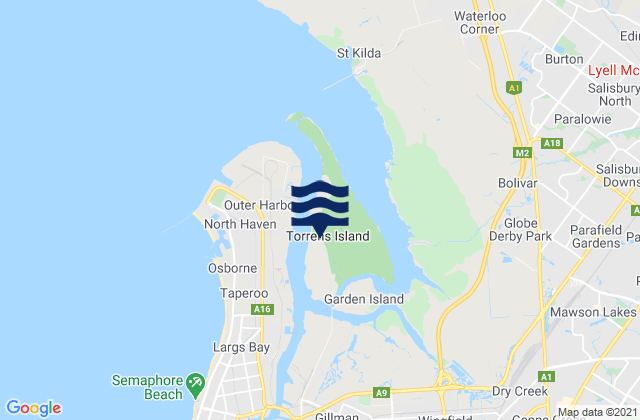 Karte der Gezeiten Torrens Island, Australia