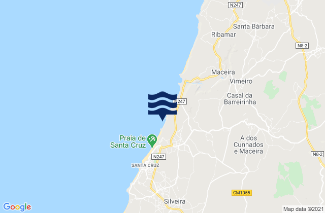 Karte der Gezeiten Torres Vedras, Portugal