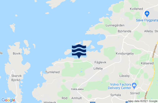 Karte der Gezeiten Torslanda, Sweden