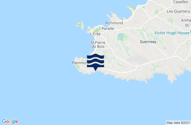 Karte der Gezeiten Torteval, Guernsey