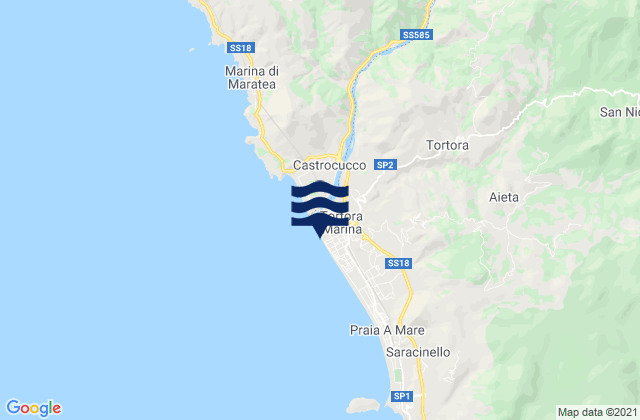 Karte der Gezeiten Tortora Marina, Italy