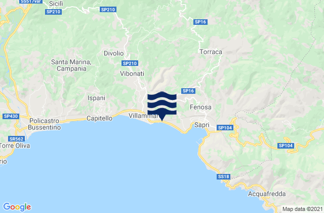 Karte der Gezeiten Tortorella, Italy