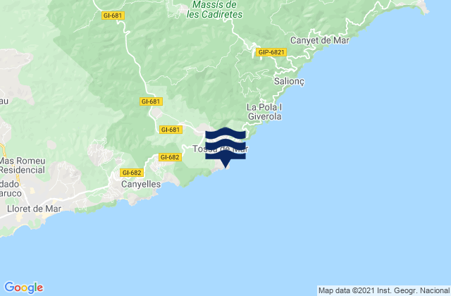 Karte der Gezeiten Tossa de Mar, Spain