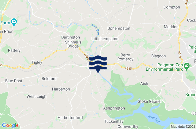 Karte der Gezeiten Totnes, United Kingdom