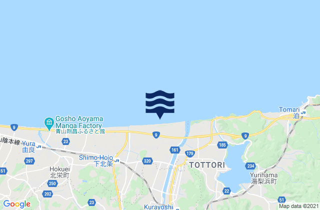 Karte der Gezeiten Tottori, Japan