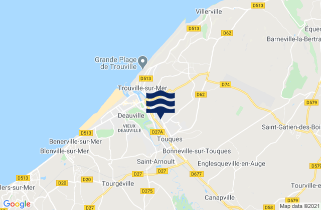 Karte der Gezeiten Touques, France