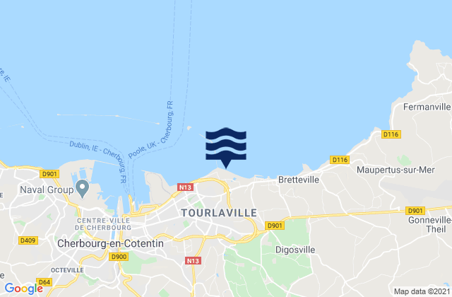 Karte der Gezeiten Tourlaville, France