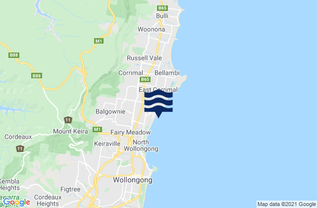Karte der Gezeiten Towradgi, Australia