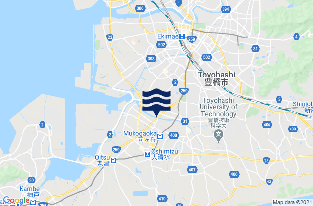 Karte der Gezeiten Toyohashi-shi, Japan