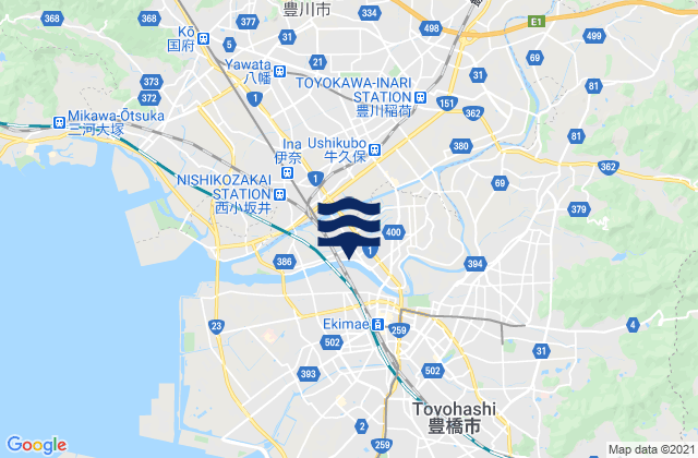 Karte der Gezeiten Toyokawa, Japan