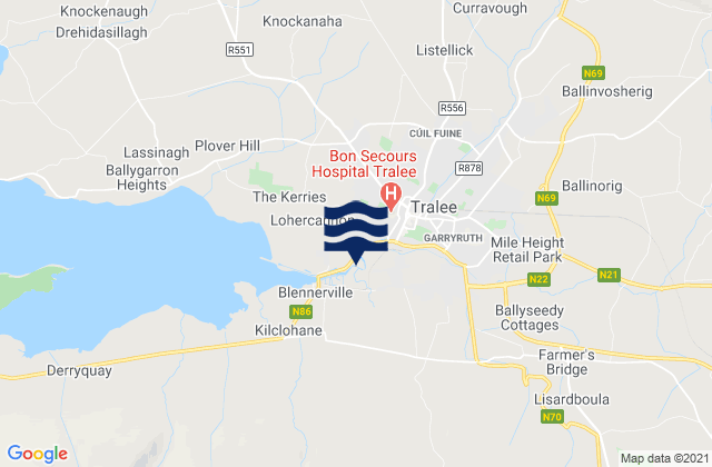 Karte der Gezeiten Tra Li, Ireland