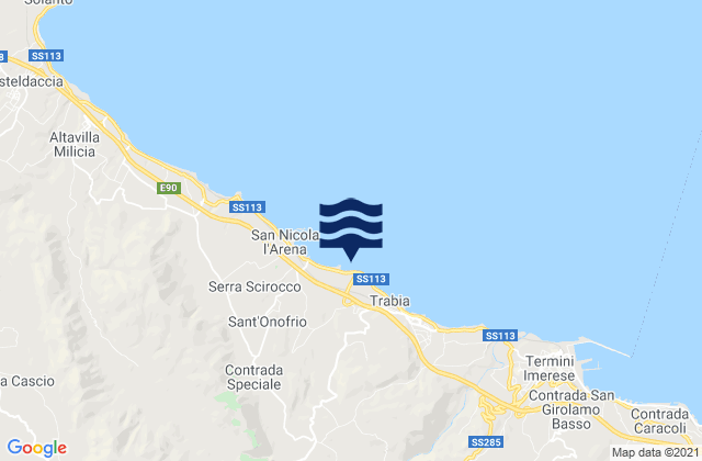 Karte der Gezeiten Trabia, Italy