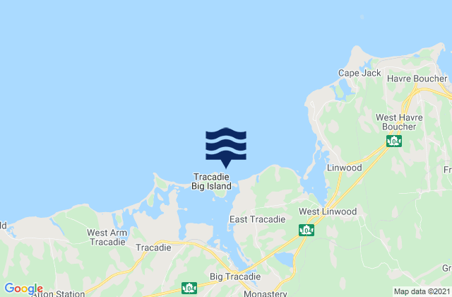 Karte der Gezeiten Tracadie Big Island, Canada