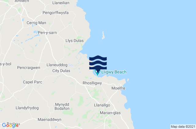 Karte der Gezeiten Traeth Lligwy, United Kingdom