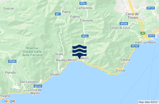 Karte der Gezeiten Tramonti, Italy