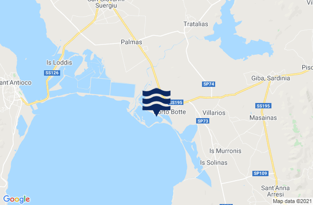 Karte der Gezeiten Tratalias, Italy