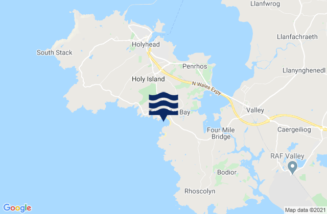 Karte der Gezeiten Trearddur Bay (Holy Island), United Kingdom