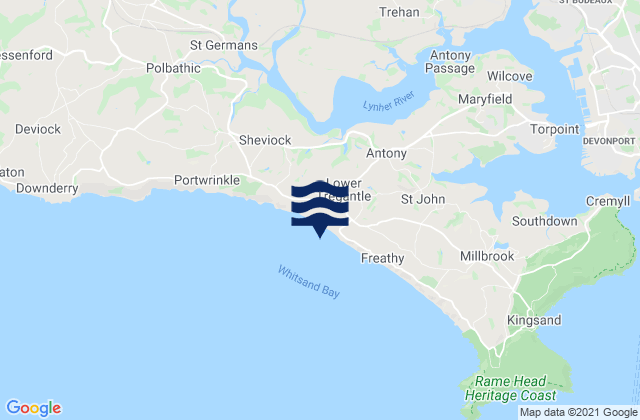 Karte der Gezeiten Tregantle Beach, United Kingdom
