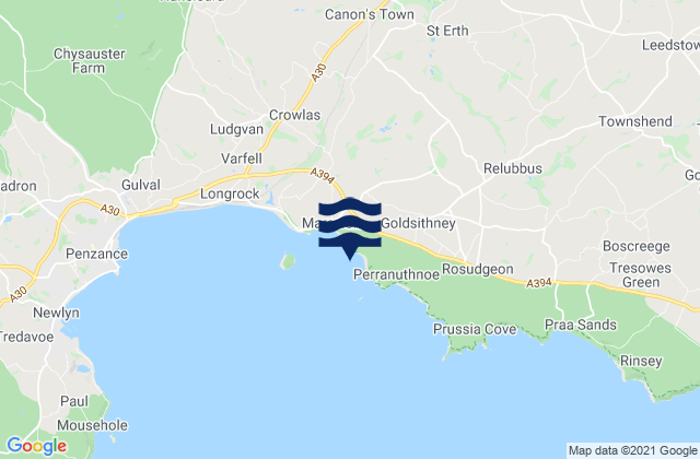 Karte der Gezeiten Trenow Cove Beach, United Kingdom