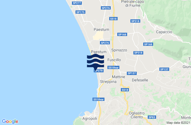 Karte der Gezeiten Trentinara, Italy