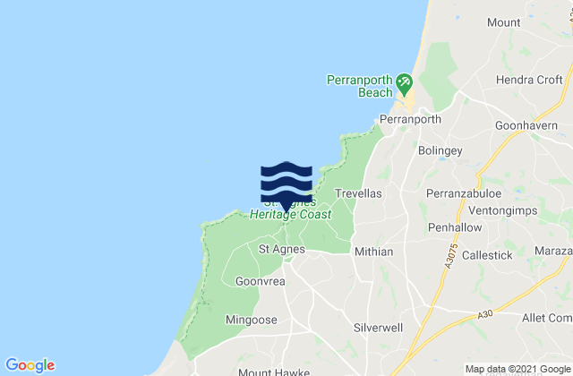 Karte der Gezeiten Trevaunance Cove Beach, United Kingdom