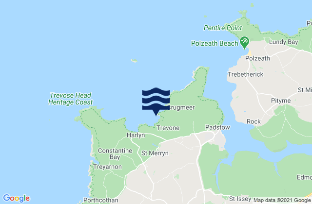 Karte der Gezeiten Trevone Bay, United Kingdom