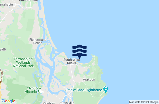 Karte der Gezeiten Trial Bay, Australia