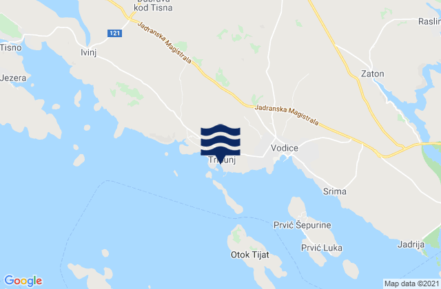 Karte der Gezeiten Tribunj, Croatia