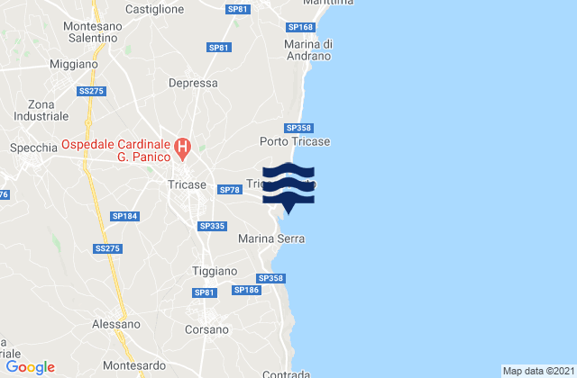 Karte der Gezeiten Tricase, Italy