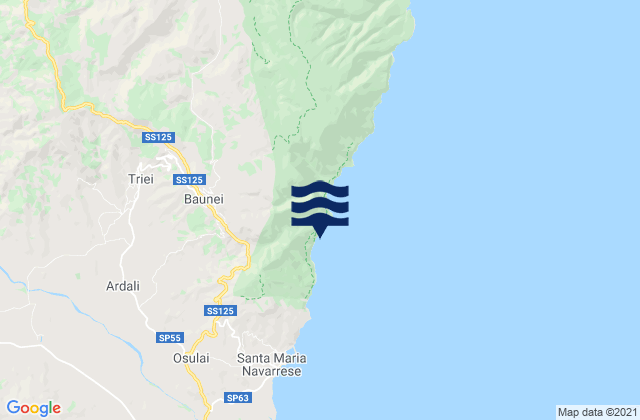 Karte der Gezeiten Triei, Italy