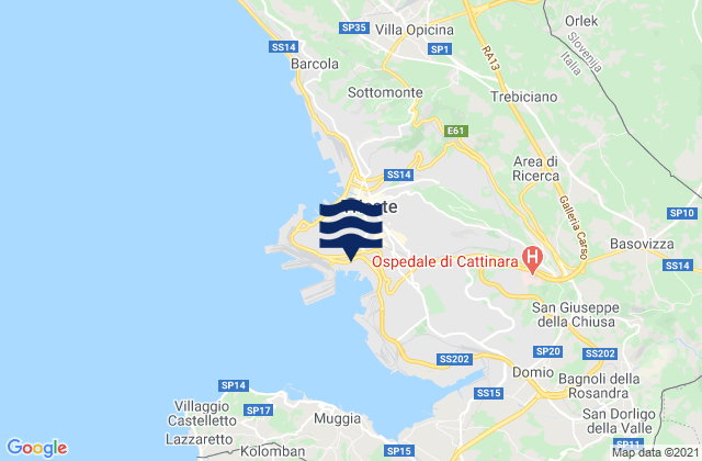 Karte der Gezeiten Trieste, Italy