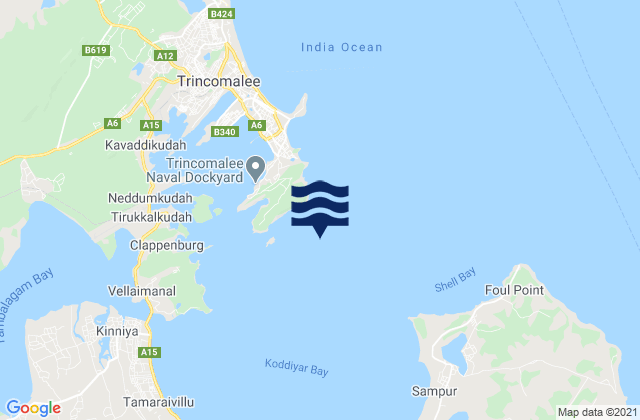 Karte der Gezeiten Trincomalee Harbour, Sri Lanka