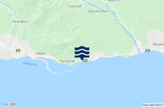 Karte der Gezeiten Trinity Ville, Jamaica