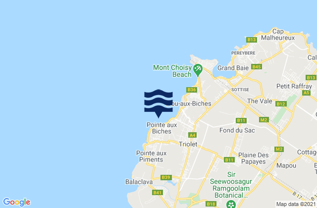 Karte der Gezeiten Triolet, Mauritius