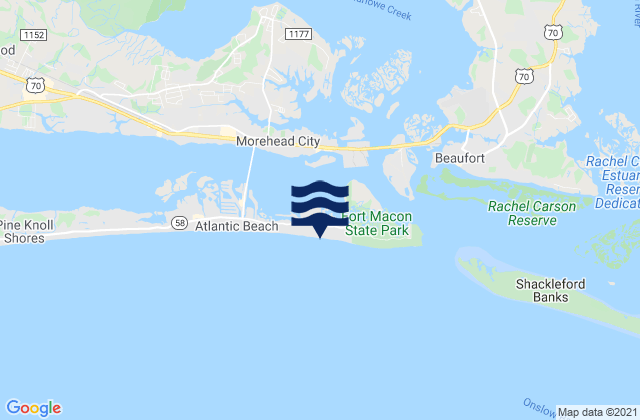 Karte der Gezeiten Triple Ess Marina (Bogue Sd.), United States