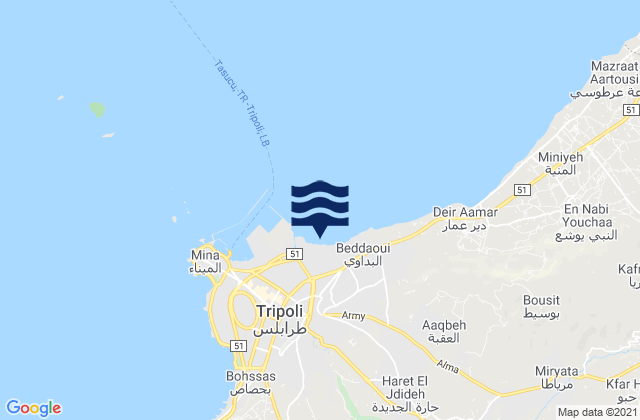 Karte der Gezeiten Tripoli, Lebanon