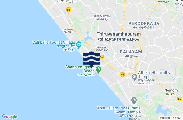 Karte der Gezeiten Trivandrum, India