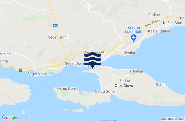 Karte der Gezeiten Trogir, Croatia